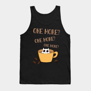 Cute coffee cat with dilated pupils and red eyes needs more coffee Tank Top